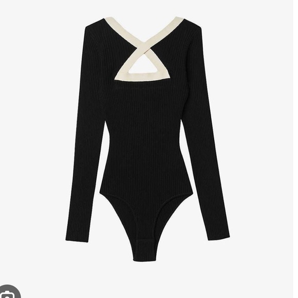 Sandro Tops - NWT Sandro Malanna Cutout Ribbed V-Neck Sweater Bodysuit